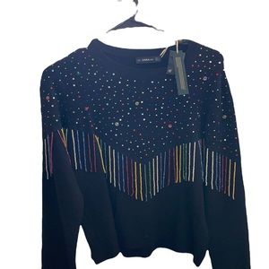 Festive Zara fringe sequin top